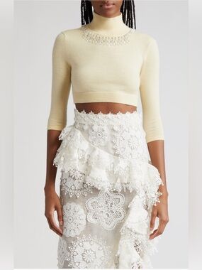 NWT $595 Zimmermann Matchmaker CrystalEmbellished Crop Wool Turtleneck Sweater